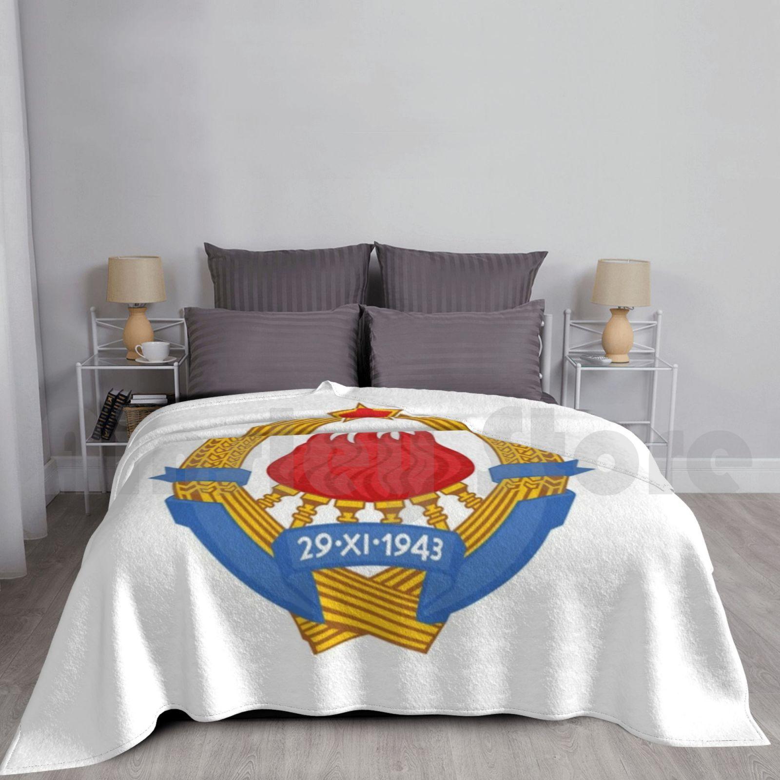 Ex Yugoslavia-Jugoslavija Emblem Blanket Super Soft Warm Light Thin Tito Josip Broz Tito Josip Broz Marshal Marsal Size: 75*100cm, Weight: 230 GSM