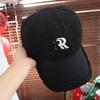 Letters Winter Baseball Cap Double R Plush Peaked Cap Simple Lamb Wool Hat  Sports