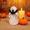 Small Ghost Figurine Statue Halloween Figurine, Cute Resin Statue, Creative Holding Multi-functional Organizer Bat/Drink Tabletop Ornament for
