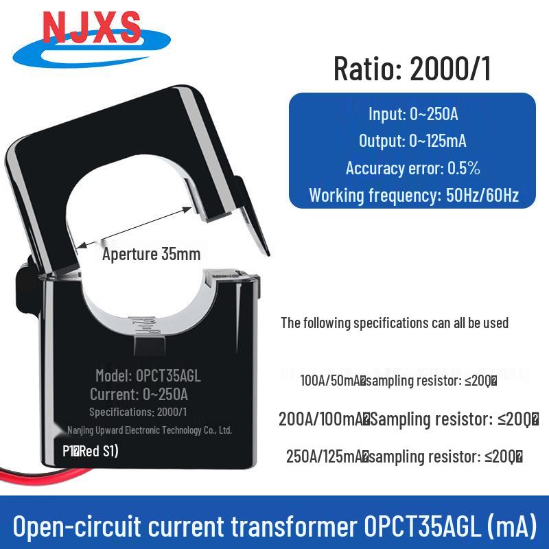 Small Open-Close Current Transformer: Open-Type, Compatible with 5A/2.5mA/5mA, 100A/20mA, 200A/333mV.