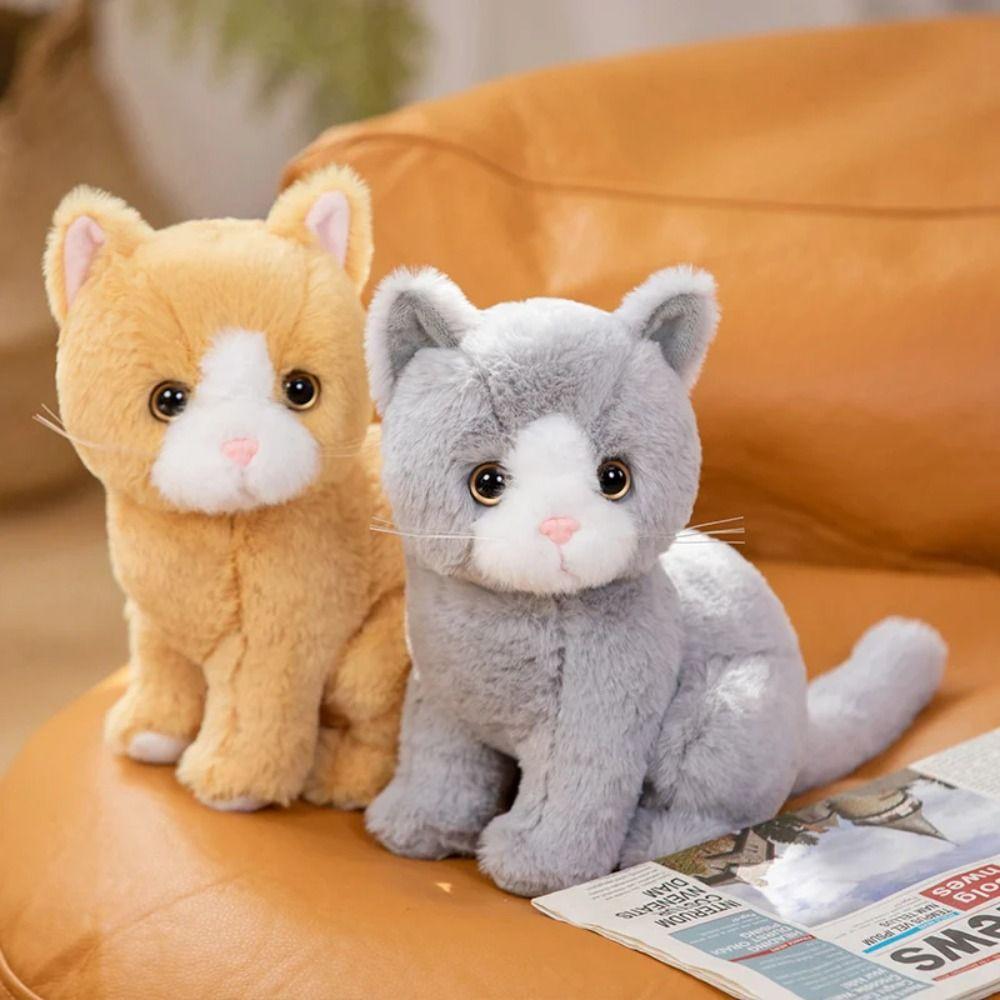 Simulation Cat Plush Toy Stuffed Animals Stuffed Cat Doll Pet Toy Kitten Animal Cats  Gift for Kids