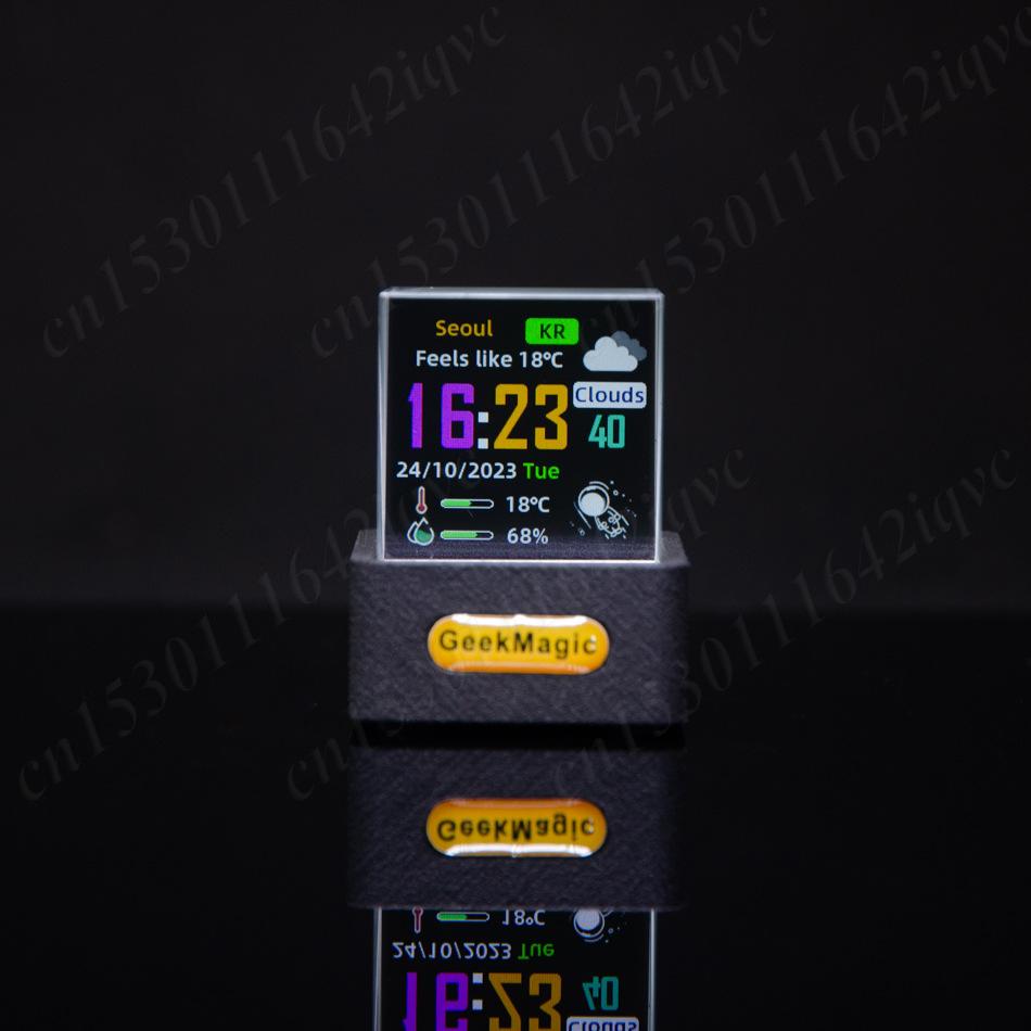 GeekMagic GIFTV Crystal Cube Holographic Mini Electric Digital Clock Desktop Smart Weather Station DIY Animations Photo Display