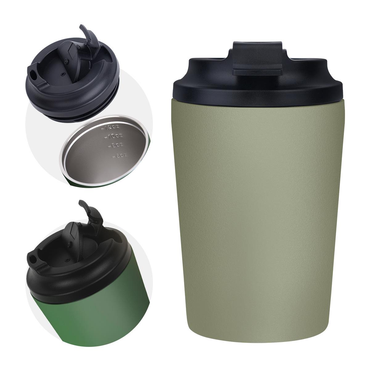 

New 12oz16oz double drinking straw coffee cup 304 stainless steel thermal insulation car cup portable rope cup 12oz/360ml coffee cup