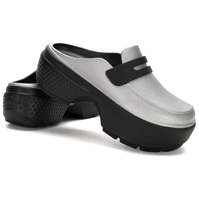 Crocs Stomp Loafer Silver Black Unisex Sneakers 210363-01V