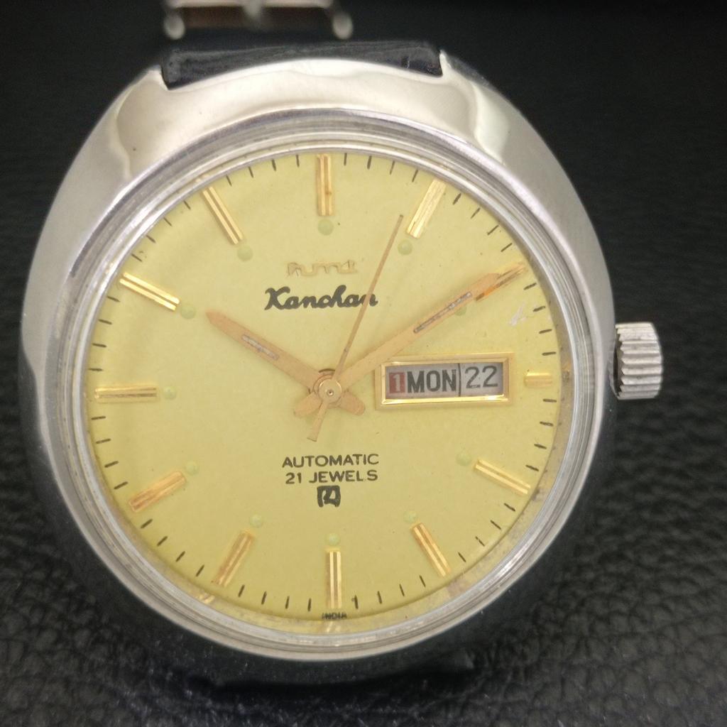 HMT KANCHAN AUTOMATIC VINTAGE 6501 INDISCHE HERRENUHR MIT GOLDENEM ZIFFERBLATT a703266-1