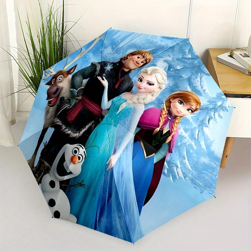 Frozen Characters Automatic Opening and Closing Umbrella, Compact Travel Umbrella, Lightweight and Portable, Suitable for Beach Commuting Bu