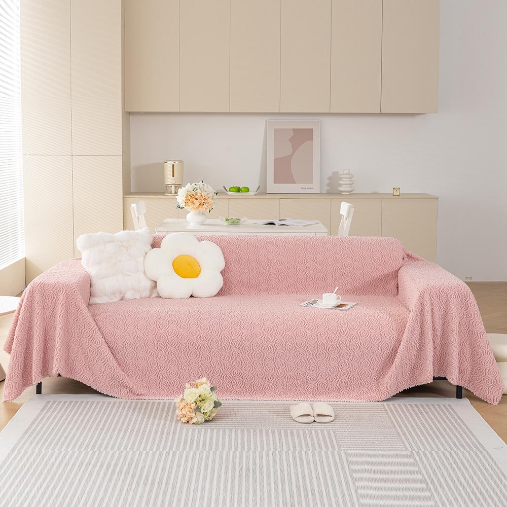 Autumn and Winter Soft Living Room Sofa Towel Creative Caterpillar Comfortable Rose Velvet Home Sofa Towel Solid Color Blanket