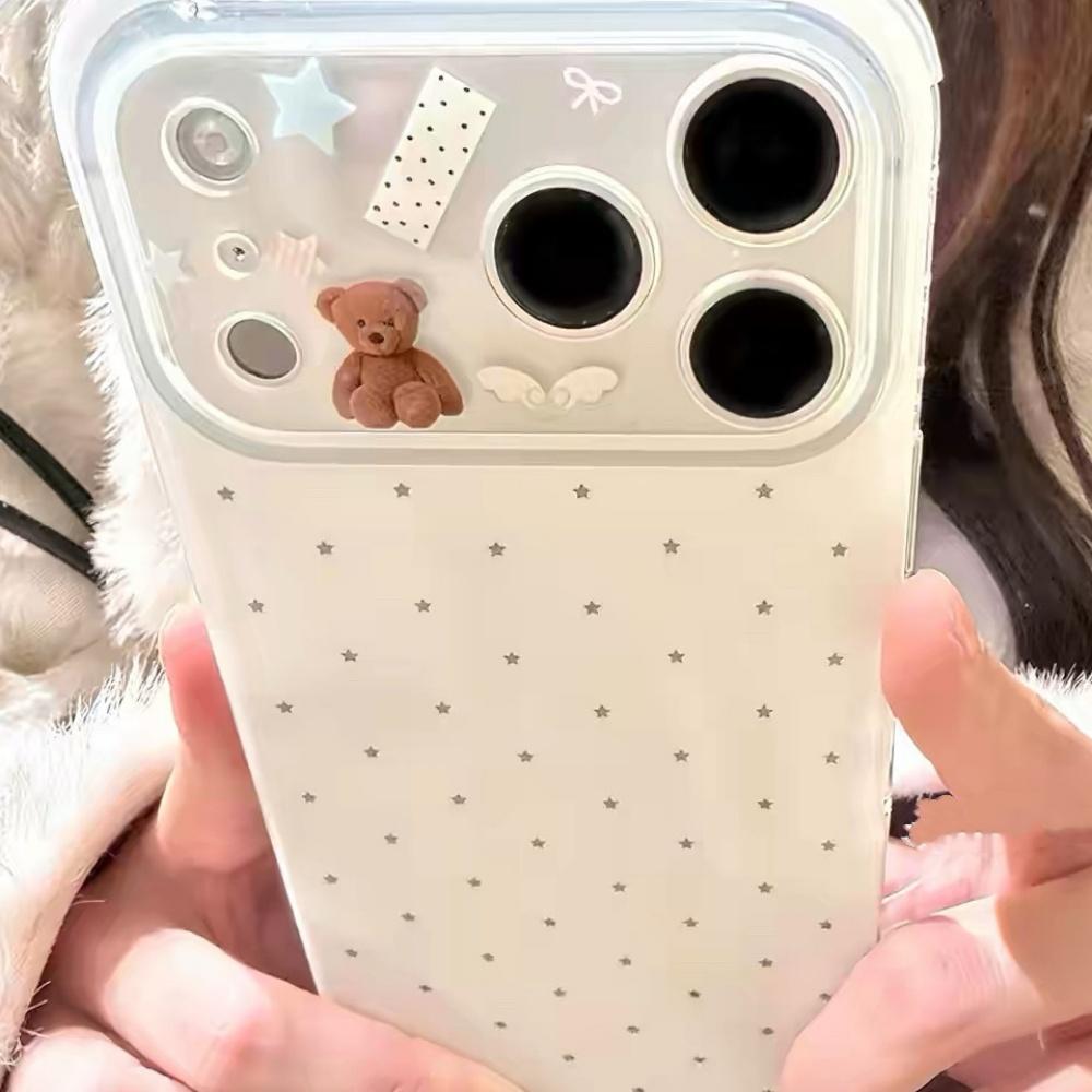 Cute Angel Wings Star Bear Case for iPhone 17 Pro Max 16 14 Full Coverage Soft Protective Cover
