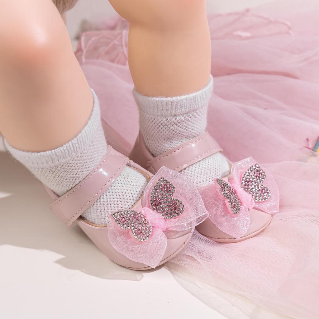 Chaussures de princesse pour bébé fille avec strass et nœud - Best-seller (0-1 an)