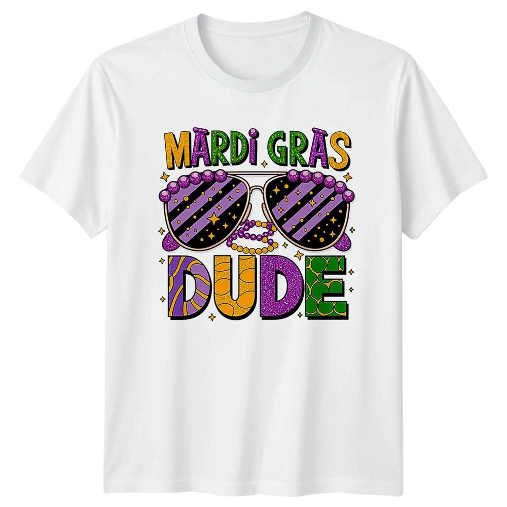 Mardi Gras Dude Sunglasses Holiday Event Unisexs TShirt Unisexs Graphic Tee S