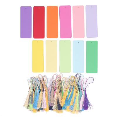 120 Set Blank Color Cardstock Bookmarks with Colorful Tassels Craft DIY Paper Bookmarks for DIY