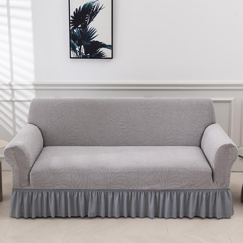 Jacquard Sofa Slipcover with Skirt Stretch Sofa Cover for Living Room Couch Covers Easy Fitted Washable Furniture Protector 1pc