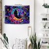 2D Vibrant Moon Goddess Tapestry, Floral Starry Night Wall Tapestry, Bohemian Aesthetic Home Decor