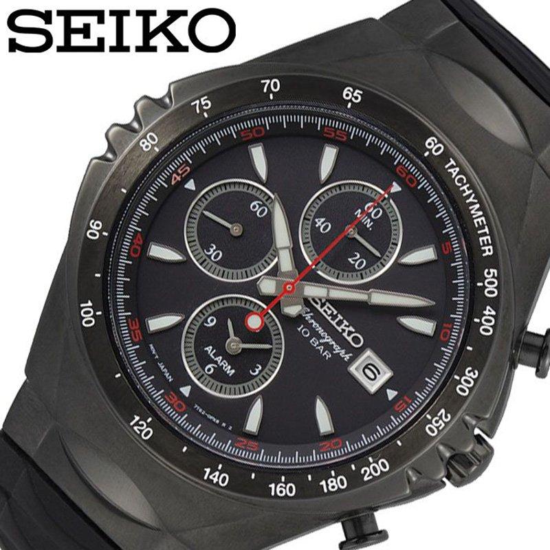 

Seiko watch wristwatch Selection mens black SNAF87PC brand waterproof chronograph small second limited collaboration calendar date tachymeter alarm