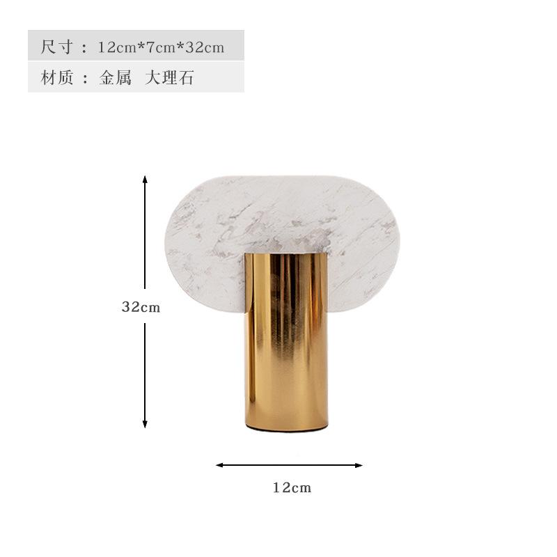 

Metal Marble Handicrafts Flower Vase Flower Arrangement Accessories Geometric Elliptical Marble Sculpture Home Decoration