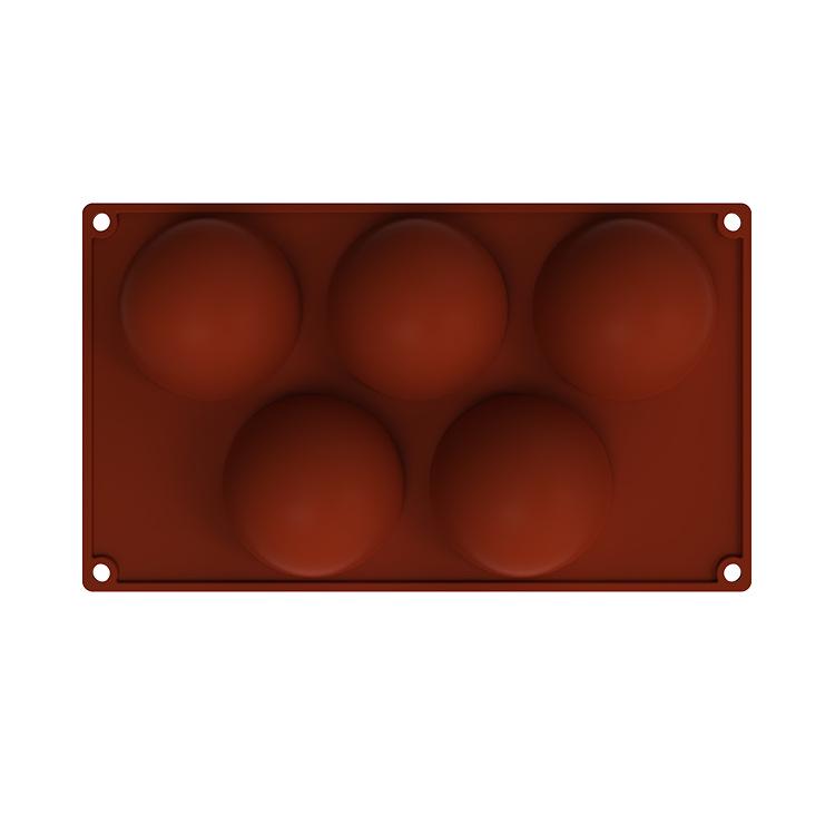 Stampo in Silicone Multifornello per Mousse & Cioccolato - 6, 15, 24, Stampi per Torta Semicircolari ed Emisferici a 5 Fori