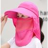 Women Wide Brim Face Mask Sun Hat Detachable Neck Face Flap Ponytail UV Protection Visor Hat Garden Fishing Hiking