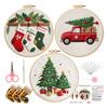 Christmas Cross Stitch Kit for Beginners Embroidery DIY Material Package with Hoops Colored Threads