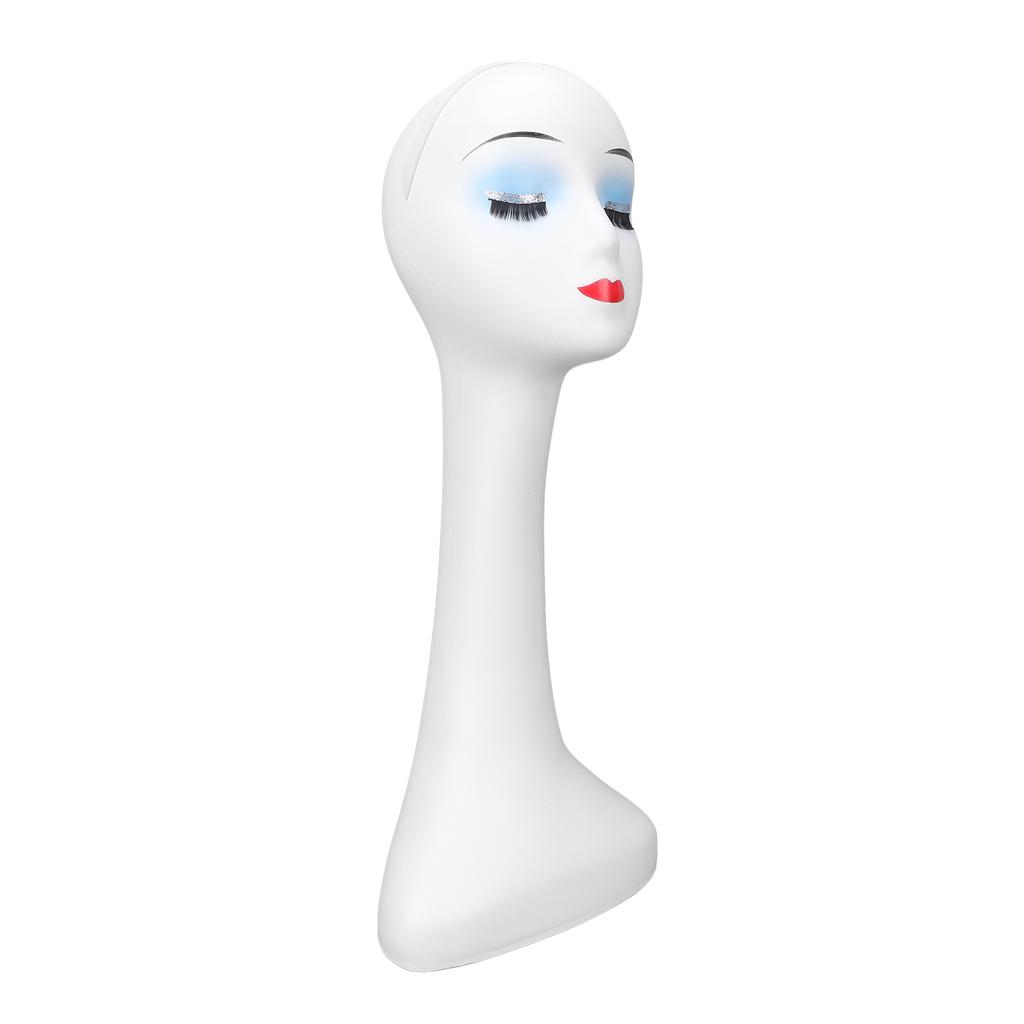 Female Mannequin Head Long Neck Female Head Model with Stable Base and Mounting Holes for Hat Wigs
