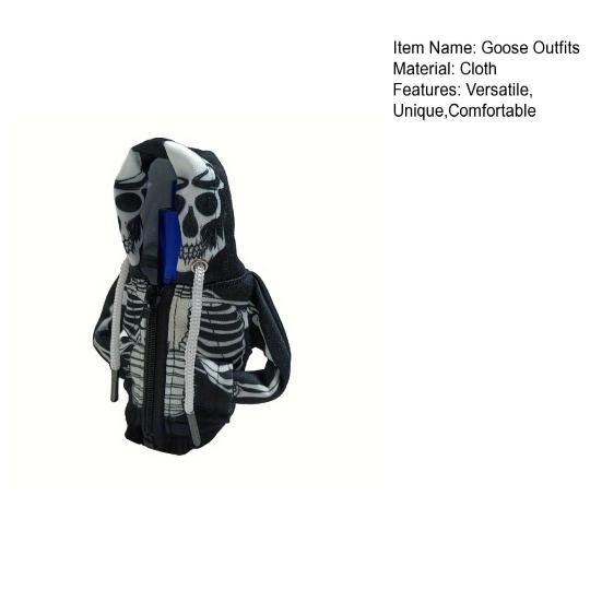 Halloween Desk Goose Outfits 7 Inch Mini Goose Attire with Skull Hoodie Creative Gift for Goose Lovers Table Goose Decoration