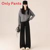 Winter Wool Cashmere Blend High Waist Wide Leg Pants For Women With Pockets And Drawstring