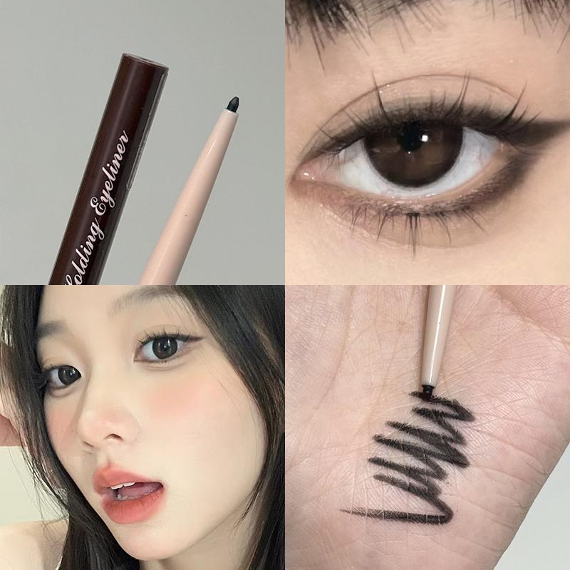 

Soft Smooth Red Brown Eyeliner Gel Pencil Cream Matte Ultra-Fine Round Tip Outline Eyes Silkworm Liner Easy To Color Waterproof