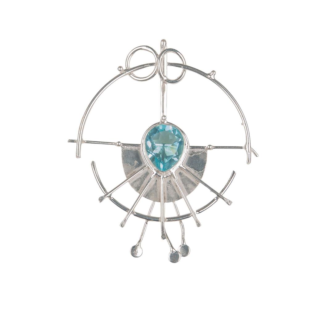 Sky Blue Topaz Gemstone 925 Sterling Silver Jewelry Handmade Pendant 2.2" For Birthday Gift PP-22-4