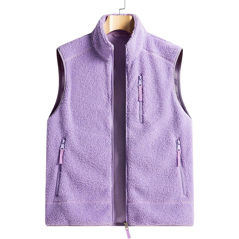 Teddy Samt Weste, Fleecejacke, Vielseitiger Damenmantel für Frühling, Herbst und Winter, Stehkragen Weste