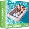 JOYFY Opblaasbaar Zonnebad Zwembad Lounger Vlot 215 x 145 cm Extra Groot Zwembadvlotten Volwassene met Kussen 4-in-1 Zonnebad Bad Vlotter