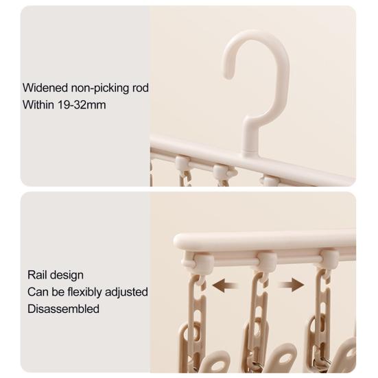 Espaçamento Ajustável Cabide de Chapéus para Armário Porta-Chapéus com 5 Clipes e 5 Ganchos Organizador para Meias Bonés Toalhas Roupas de Bebê Armazenamento de Armário