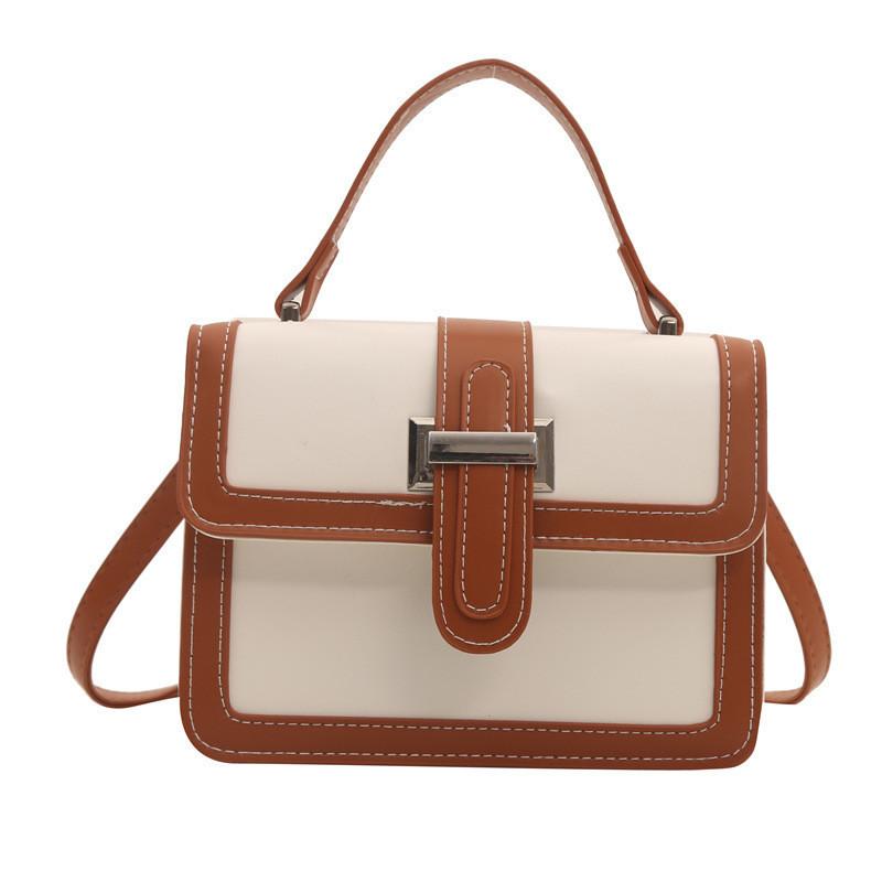 Stylish 2024 Korean Vintage Women's Handbag Chic Color Block Small Shoulder Bag