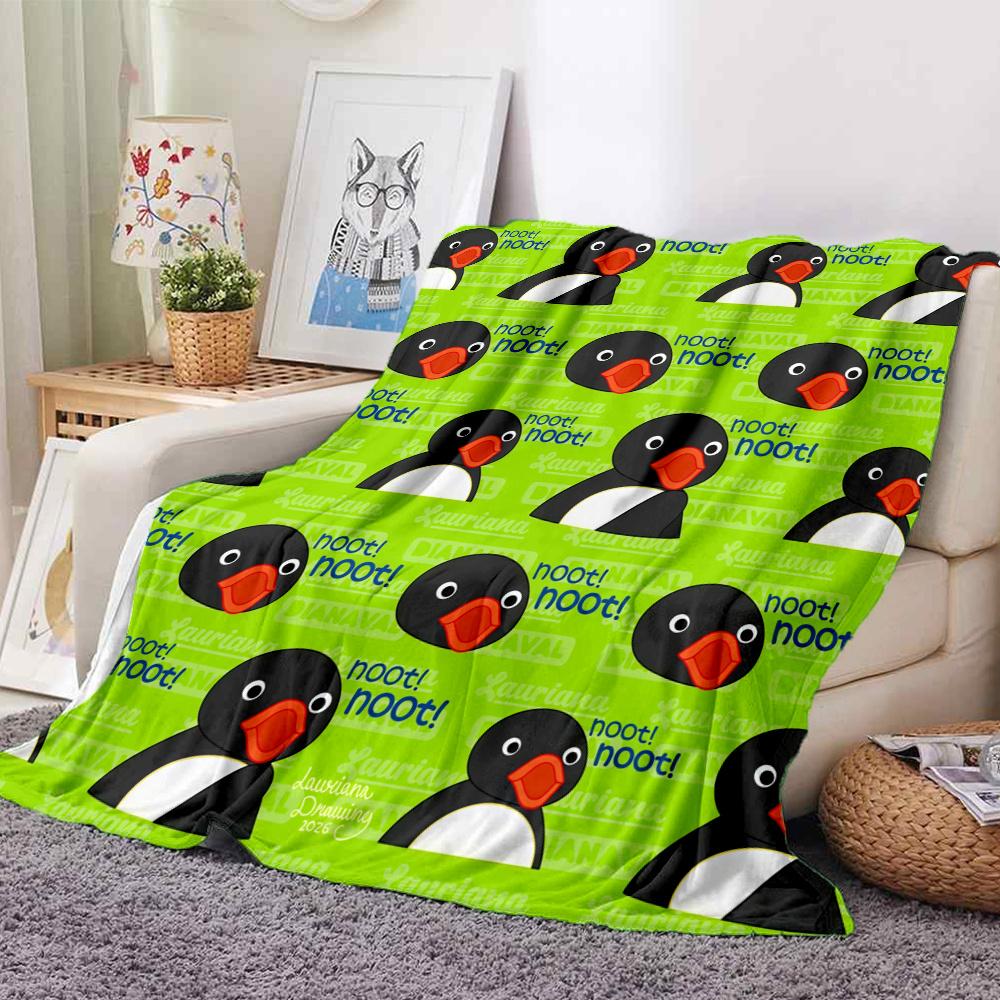 Pingu Flannel Blanket, High quality Comfortable for All Seasons, Home Decor, Warmth and Comfort