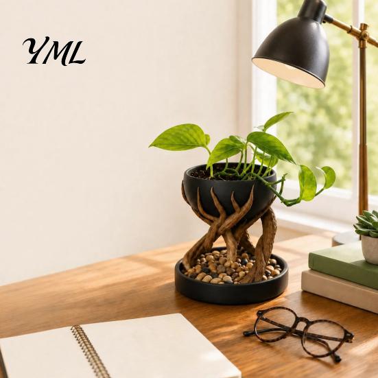 Small Miscellaneous Storage Box 3D Printed Tree Root Planter, Bionic Wood Textured Flower Pot with Indoor Plant Container Drainage Hole, Succulent