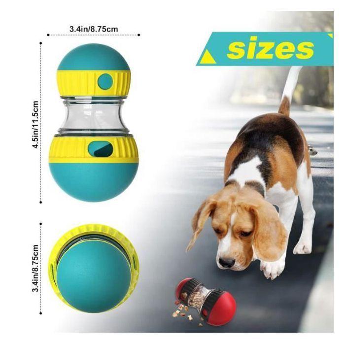 Jouet interactif pour chien - distributeur de croquettes réglable jaune, balle friandise anti-ennui