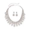 European and American Luxury Full Diamond Fringed Necklace Earrings Jewelry Set Heavy Industry High Sense Dinner Dress Temperament Jewelry