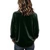 Women's Velvet Long Sleeve Color Top with Ruffle Trim Blouse for Casual Everyday Wear