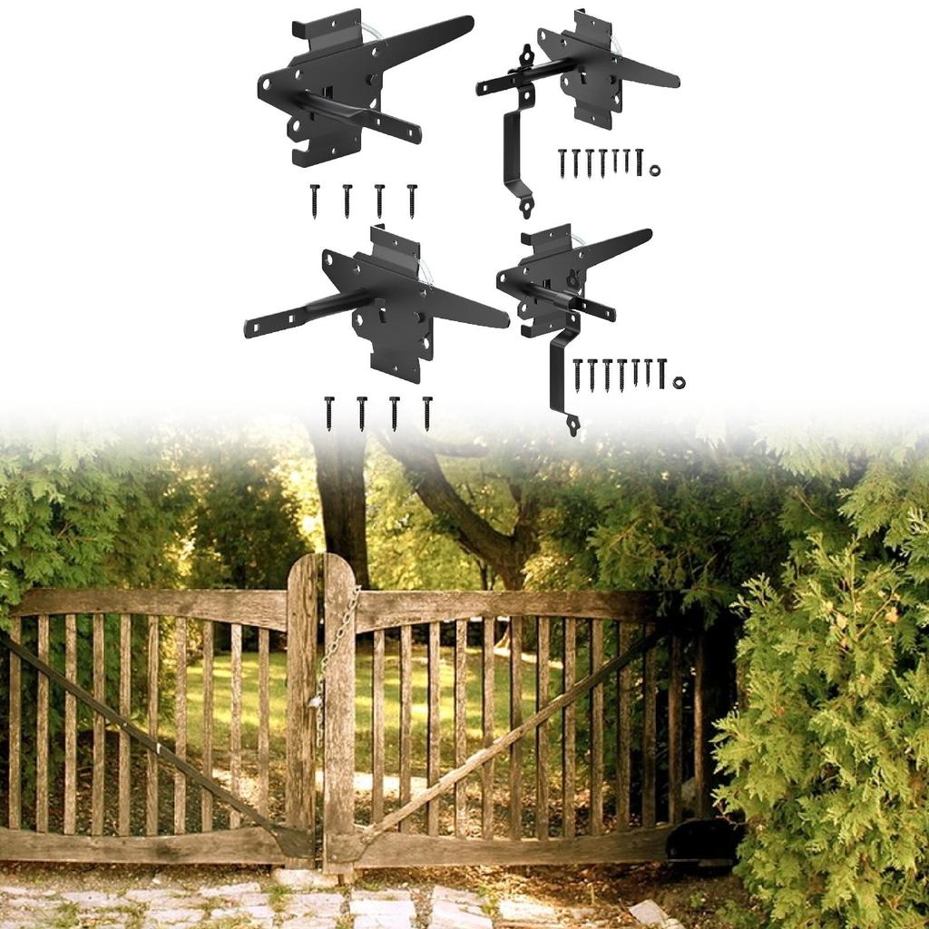 Self Locking Gate Latch Spring Outdoor Automatic Lever Fence Gate Lock for Barn Door Backyard Porch Pool Gates Courtyard