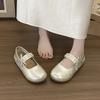 Retro Silber mit Rock Innenhöhenerhöhung leichter Mund flache Sohle einzelne Schuhe Damen Sommer 2025 neu vielseitig weiche Sohle Mary Jane Schuhe