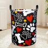 1pc, Adorable Heart-Shaped Bone Laundry Basket, Round And Spacious for Storage, Featuring Handles for Easy Transport, Suitable for Home, Bathroom, Or 