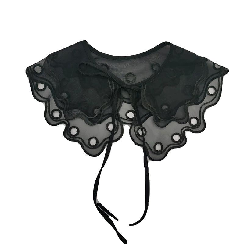 

Black Trim With Lace Embroidery False Collar Tie One Size чорний