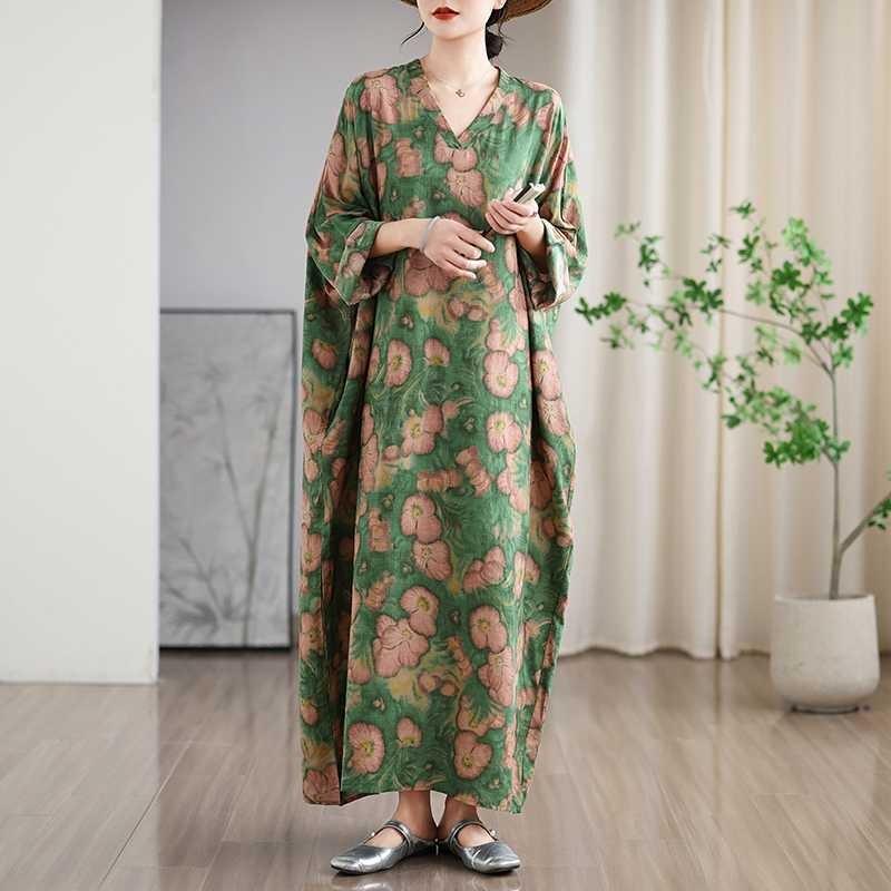 New Floral Vacation Style Travel V-Neck Vintage Dresses