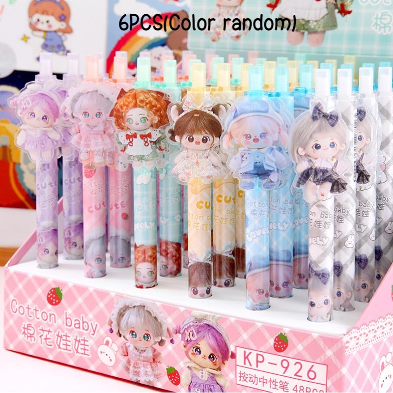 Wholesale Cartoon Cotton Doll Sticky Push Pen With Non-erasable Ink Ideal For Students And Girls 926)