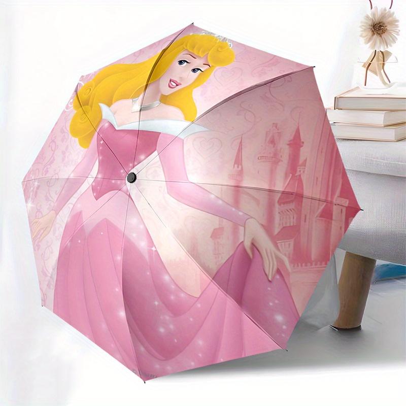 Aurora, Princess Automatic Opening and Closing Umbrella - 8 Ribs Portable Folding Umbrella with Plastic Handle, Suitable for Leisure and Hal