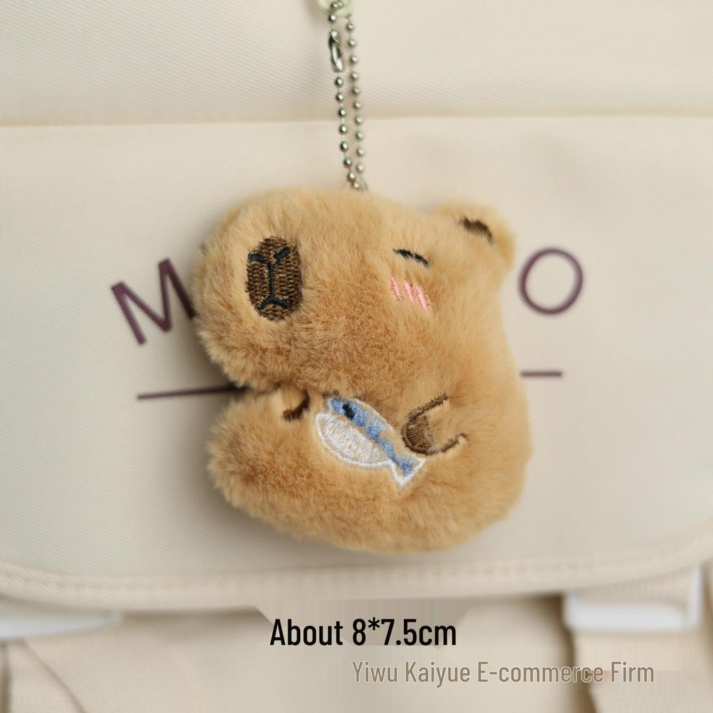 Siamese Cat & Capybara Star Plush Keychain with Squeaky Pendant