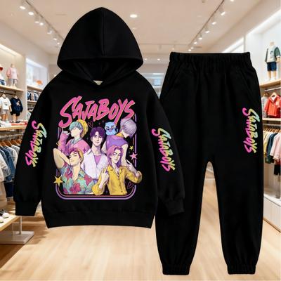 KPop Demon Hunters 2D Print Clothing Children Hoodie 2pcs Set Pants Suit Kids Boys Tracksuit Girls Clothing Sport Tracksuits