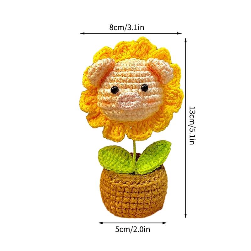 Pig Crochet Flower Decorative Flower Potted Kawaii Knitted Pot Flower Wedding Party Room Decor Potted Kawaii Knitted Pot Pig
