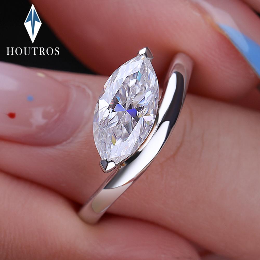 2Carat East West Marquise Cut Moissanite Rings 100% CopperSolitaire Diamond Engagement Ring Wedding Bands Jewelry