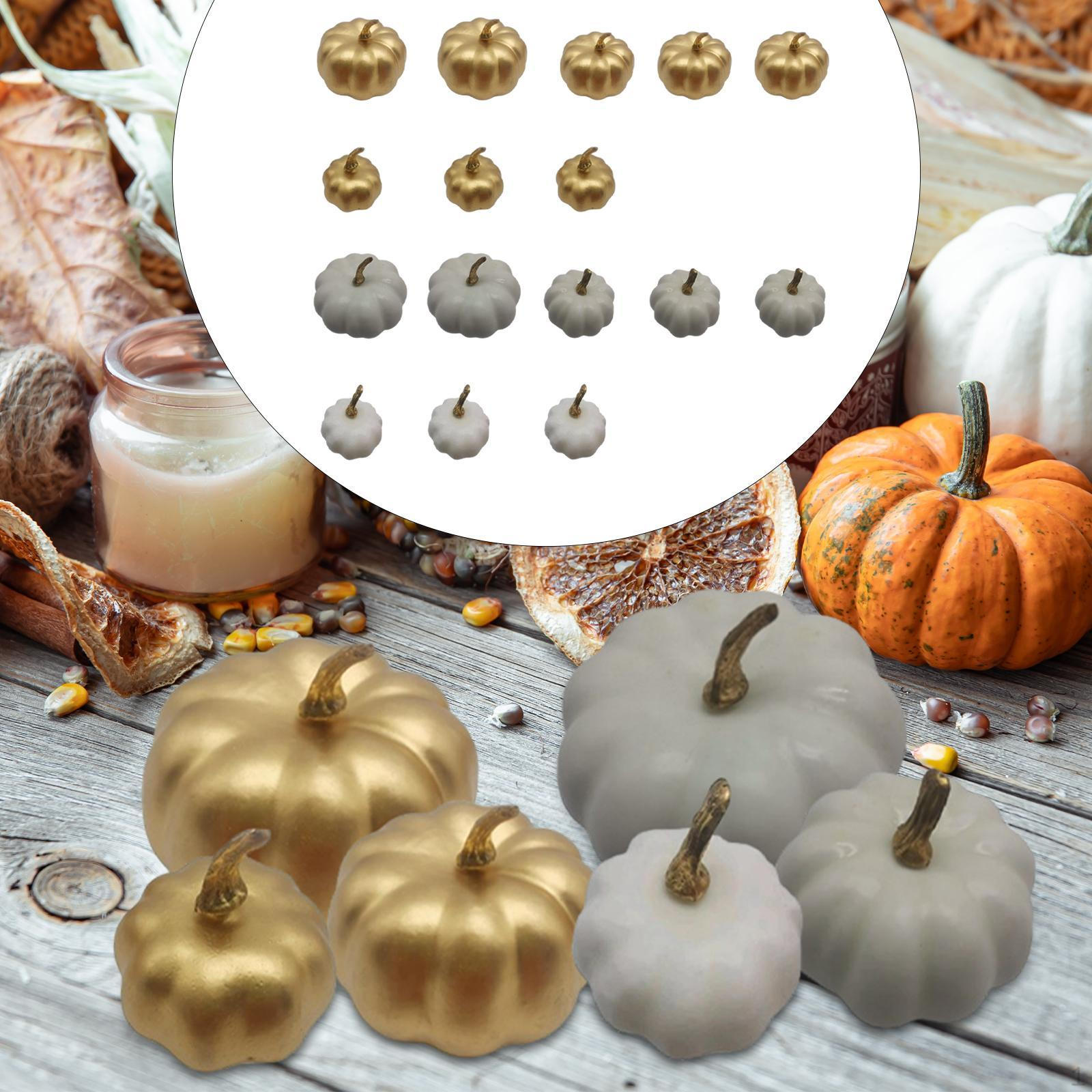 

16Pcs Artificial Pumpkins Halloween Decoration Ornament Fall Decorative Foam Craft