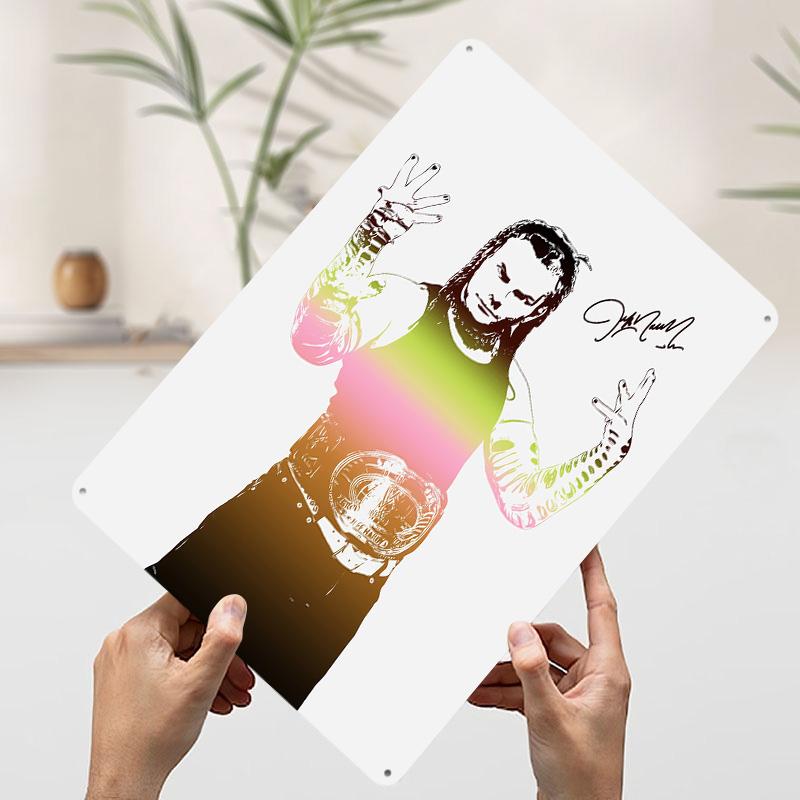 Jeff Hardy Wrestling Champion Tinplate Poster Customized Wall Art Vintage Metal Signs Retro Tin Plaque for Bathroom Decor House