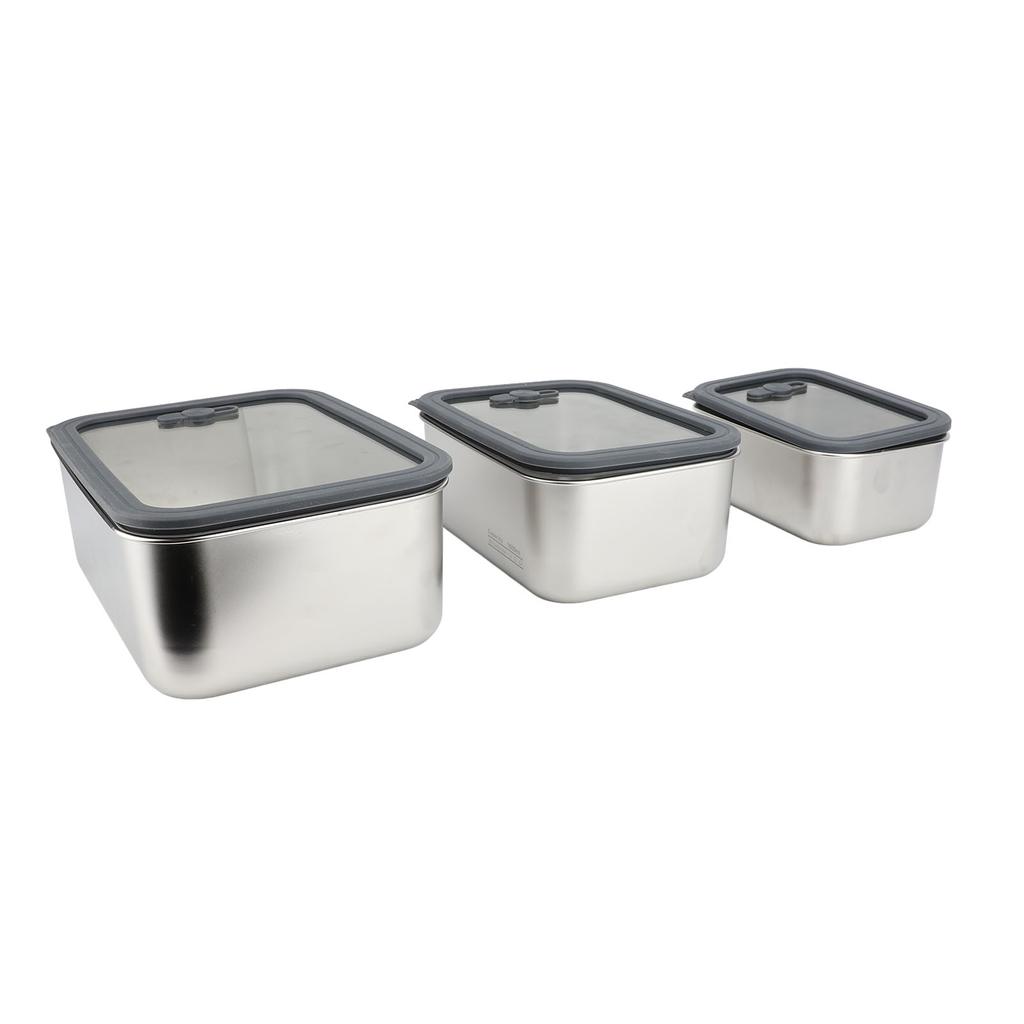 3PCS Food Storage Container Set 304 Stainless Steel Food Prep Container Lunch Box with Airtight Glas